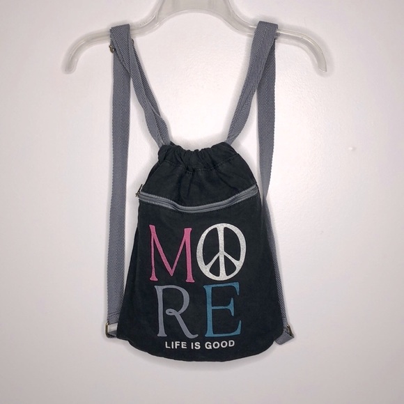 Life Is Good Handbags - Life Is Good “More Peace” Drawstring Backpack